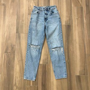 blue straight leg jeans